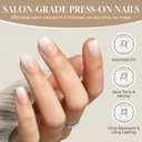 UNA GELLA Press On Nails Short Square : Ombre Soft Gel Press Ons Kit with Nail Glue Adhesive Tabs Nail File, 16 Sizes - 32Pcs Reusable Fake Nails, Nude Cream, Women Gift