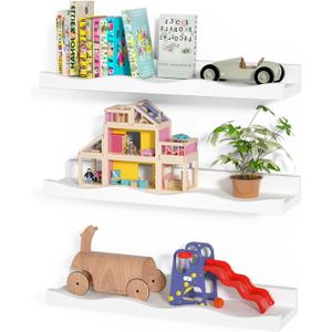 AZSKY Floating Bookshelf for Kids, Cloud Picture Ledge Shelf - White, 15.7 Inches, Nursery Book Shelves Set of 3, Floating Shelves Baby & Toddler Room Decor