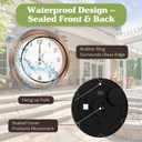 Pure Garden Indoor Outdoor Clock Thermometer Combo - Waterproof Outdoor Wall Clock with Temperature and Humidity - Silent Battery Operated Quartz Clock for Bathroom Patio or Pool, Large