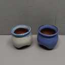 Casktcom 2PCS Small Ceramic Succulent Pots，Cute Glazed Handcraft Succulent Planters with Drainage Hole，3.8 inch Pots for Small Plants