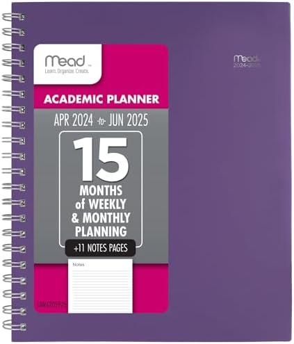 Mead Planner 2024-2025 Academic, Weekly & Monthly, 8 1/2" x 11", Large, Basic, Purple (CAW62059)