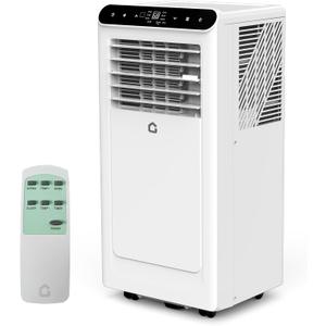 10,000 BTU Portable Air Conditioner with Heat, 4-In-1 Portable AC Units for Rooms with Fan, Dehumidifier, Heater, Cools Up to 450 Sq.Ft. Room Air Conditioner, Remote, Auto Swing, Quite, Timer, White