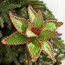 6 Pcs Large Christmas Poinsettia 9.8 Inches Jumbo Artificial Flowers Christmas Tree Ornaments Glitter Poinsettias Decorations Picks for Xmas New Year Wreath Garland Wedding Party Decor