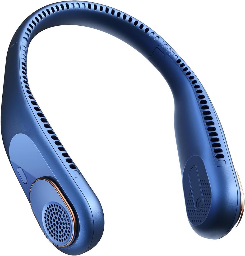 SWEETFULL Portable Neck Fan 360 Cooling Bladeless Personal Fan | No Hair Twisting - 4000mAh USB Rechargeable Wearable Fan for Travel, Birthday Gifts for Men, Women, Mom, and Dad (A1 Blue)