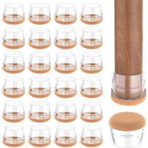 24 PCS Silicone & Felt Chair Leg Floor Protectors for Hardwood Floors - Furniture Pads, Chair Leg Covers/Cups - No Noise & Scratch-Proof - Round L (Fits 1 3/16"-1 6/16" / 30-35mm), Clear