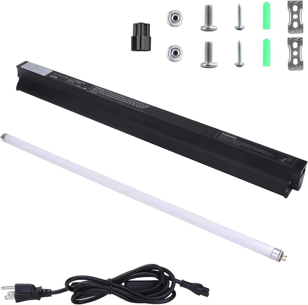 Aiicioo T5 HO UVB Reptile Light Fixture 10.0 24W Light Combo Kit 22 Inch Light Fixture Reptile Terrarium Hood Reptile Light Bar for Bearded Dragon Lizards Turtle Tank