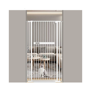 AIKSSOO 55.11" Extra Tall Cat Gate 30.11-33.07" Wide Safety White Metal Gate Pressure Mount Walk Through Swing Auto Close Pet Gate Toddler Dog Pet Cat for Indoor Stairs Doorways Kitchen