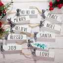 Jetec 10 Pcs Christmas Wooden Tags Labels Stocking Name Tags with Black and White Buffalo Plaid Ribbon Farmhouse Christmas Word Hanging Ornaments Wishes Crafts for Xmas Tree Decor 3.9 x 1''