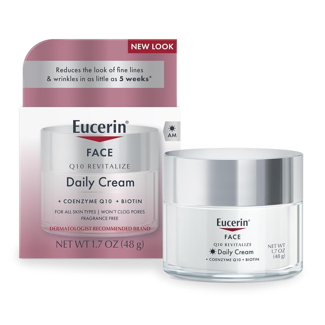 Eucerin Q10 Anti-Wrinkle Face Cream, Unscented Face Cream for Sensitive Skin, Mothers Day Gifts, 1.7 Oz Jar