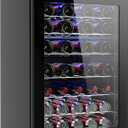 EUHOMY 45 Bottle Wine Cooler Refrigerator, Small Built-in Wine Fridge for Red, White and Champagne, 4.5 Cu.ft Mini Fridge with Adjust Temperature, Black