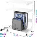 Height Adjustable Computer Tower Stand with Charge Station and USB Charging Port, 2-Tier ATX-Case Cart, Under Desk Mobile PC Stand, CPU Holder Cart with Locking Caster Wheels for Fits Most PC