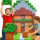 PixelStackers 100 Jumbo Building Blocks for Children Large Cardboard Blocks, Big Blocks Set for Mine Creative Craft Play & Early Learning, Easy to Assemble Big Building Blocks