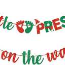 6 x A Little Present Is On The Way Banner - Christmas Baby Shower Decorations Winter Party Supplies