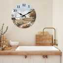 XFM Large Farmhouse Wall Clock 24 Inch Silent Wooden Wall Clocks Battery Operated Farm Barn Country Round Analog Clock for Living Room Kitchen Bedroom