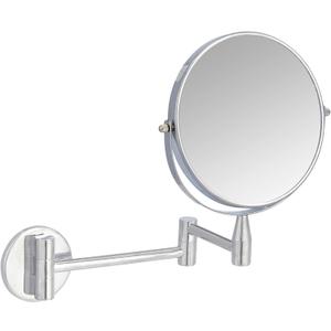 Amazon Basics Wall Mount Round Vanity Mirror with 360 Rotation, Double Sided, 1X/5X Magnification, Adjustable, 12.8"L x 10"W, Chrome