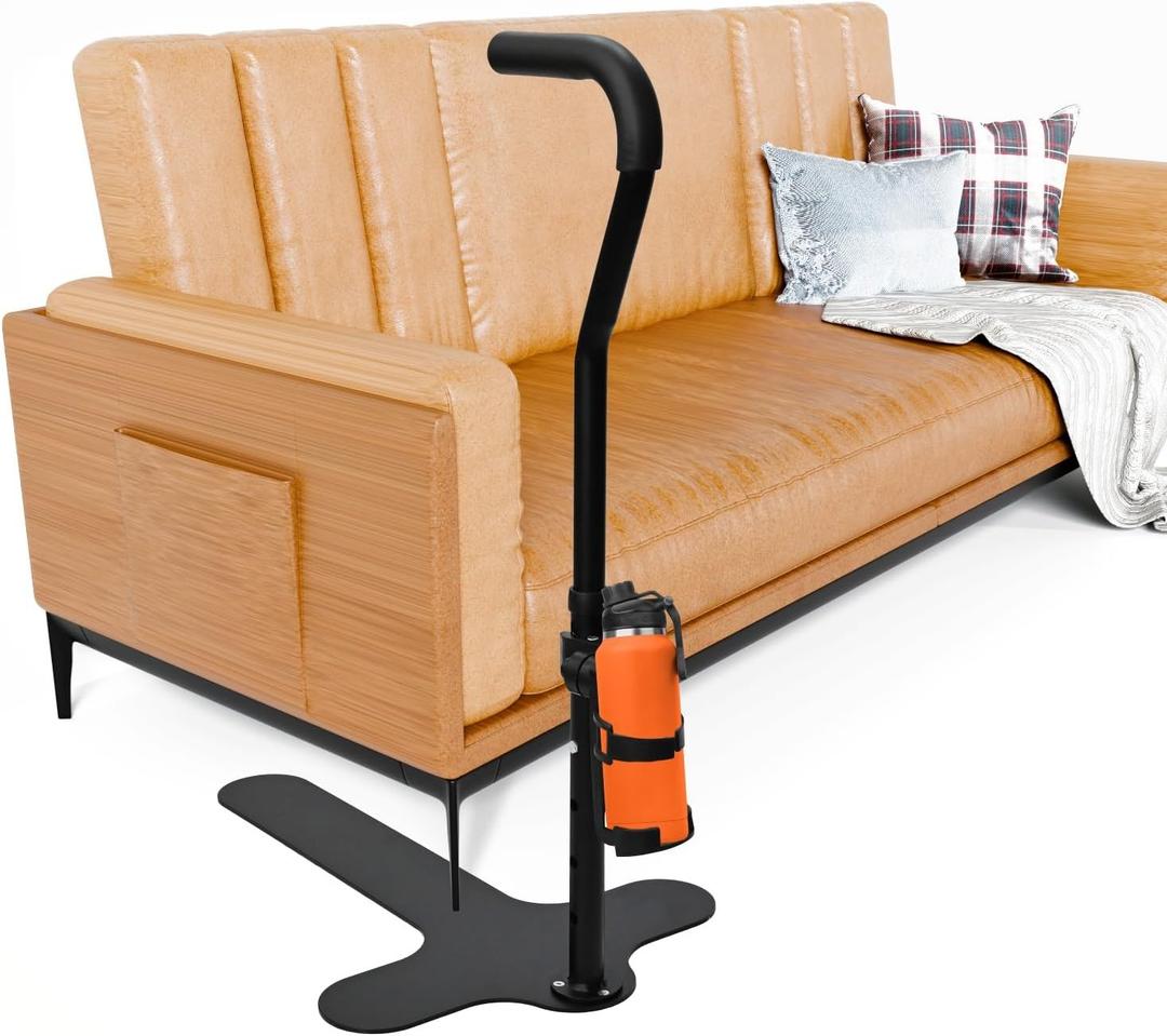 Stand Assist with Cup Holder & Safety Handle, 6-Level Adjustable Height Chair Couch Lift Aid Supports 400 LBS, Daily Mobility Rail for Sofa, Recliner, Chair, for Elderly, Disabled