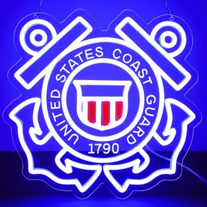 Military-themed Neon Signs Wall Decor for Man Cave Bedroom Bar Army Themed Gift Art for Christmas Party-12.8712.2 IN-USB Powered-Acrylic (Blue:Coast)