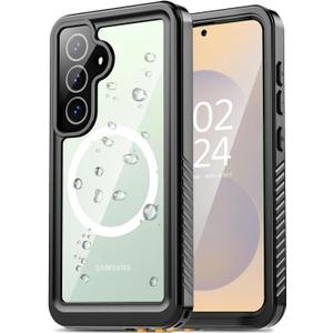 Oterkin Waterproof Case for Samsung Galaxy S25 Case Compatible with MagSafe, Full Body Protective Galaxy S25 Phone Case with Built-in HD Screen & Lens Protector [12FT Military] Rugged S25 Case (Black)