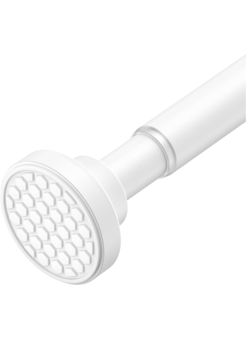 AIZESI Shower Curtain Rod, Adjustable 42-74 Inch Spring Tension Shower Rod, 1" Diameter Tension Curtain Rod No Drilling, Anti-Slip, Premium Stainless Steel Anti-Rust, White