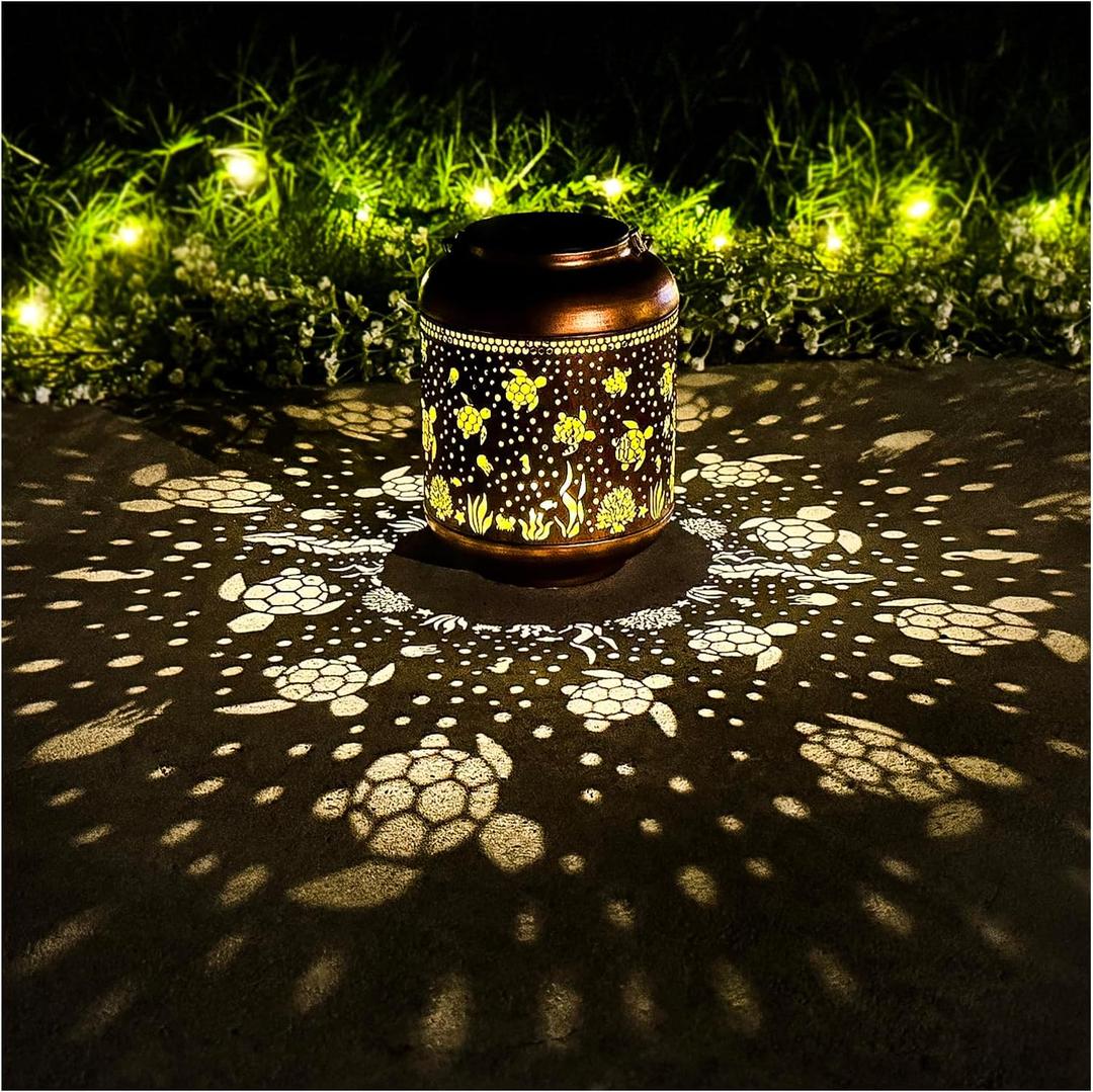 Mothers Day Gifts for Mom Sea Turtle Solar Lanterns Outdoor Waterproof,Hanging Solar Lights Sea Turtle Gifts for Women Men Metal LED Decorative Light for Yard,Patio,Lawn,Pathway,Landscape,Garden Decor