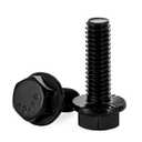 1/4-20 x 1-3/4" Flanged Hex Head Bolts Flange Hexagon Screws, Stainless Steel 304 Black Finish, Fully Threaded, 25 PCS