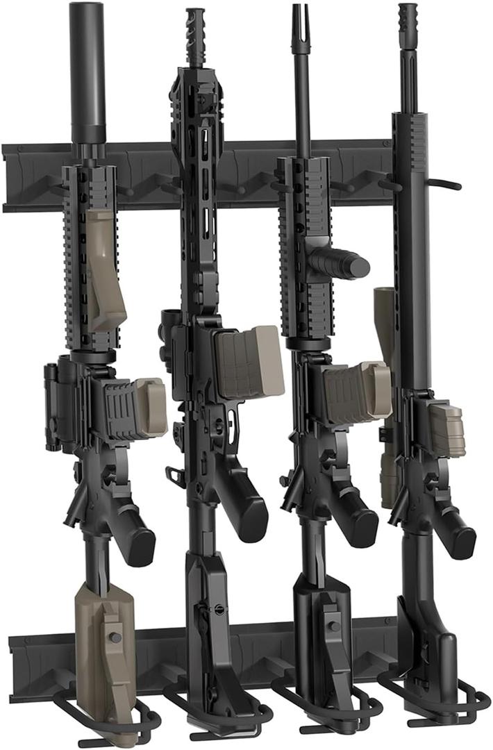 Gun Rack Wall Mount, Aluminium Alloy Gun Racks for Wall, Adjustable 4 Slot Indoor Gun Racks Securely Hold Shotguns Rifles Rack