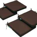 QILLOWAY Outdoor Indoor Chair Pads,Seat Cushions, Square Foam Dining Chair Patio Cushion Set of 4, All Weather, 17" Lx17 Wx3 D (Coffee)