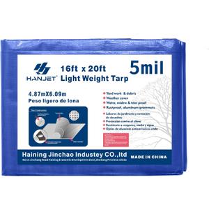 Waterproof Tarp Outdoor 16 x 20 Feet 5 Mil Reinforced Tarpaulins with Metal Grommets Blue