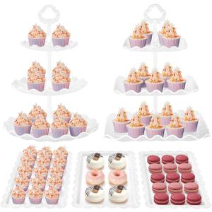 Kootek Dessert Cupcake Stand, 5pcs Dessert Table Display Set, 3 Tiered Cup Cake Holder Tower Stand& Cookie Serving Trays for Wedding, Tea Party, Birthday, Baby Shower