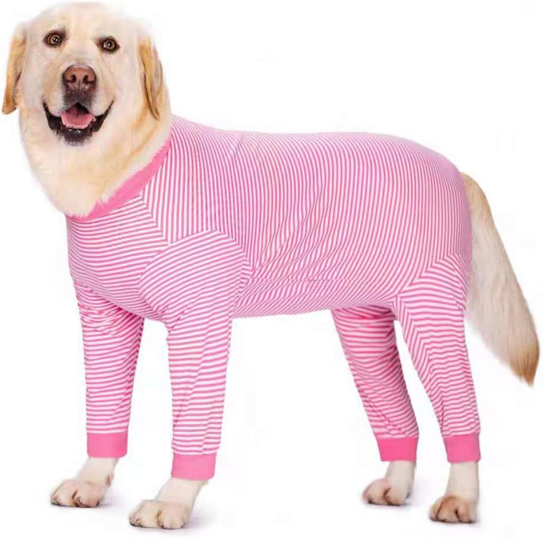 Yeapeeto Dog Onesie Surgery Recovery Suit for Large Medium Bodysuit Dogs Pajamas PJS Full Body for Shedding, Prevent Licking, Wound Protection, Cone Alternative (6X-Large, Pink)