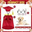 Huhumy 3 Pcs Dog Graduation Costume Set Include Pet Graduation Gown Adjustable Puppy Grad Cap with Gold Tassel Lensless Glasses for Dogs Cats Holiday Costume Accessory(Red,L)