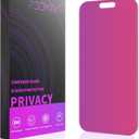 PDDKISS Compatible for iPhone 17 Pro Privacy Screen Protector 6.3 Inch, Pink Gradient Anti Spy Anti Blue Light HD Tempered Glass Easy Installation