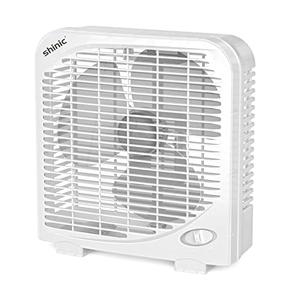 shinic 10" Tabletop Box Fan for Bedroom, 2 Speeds, Quiet Table Fan with Strong Airflow, Energy Efficient Small Box Fan, Portable Kitchen Exhaust Fan for Bedroom Bathroom Office Dorm Workshop, White