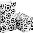 Blulu 30 Pack Paper Soccer Party Favor Bag Candy Goodie Treat Bags Soccer Print Gift for Football Themed Party Favors