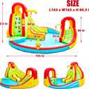 WELLFUNTIME Inflatable Water Park with Blower, Bouncy Castle & Jumping Castle 2 Slides, Climbing Wall, Water Gun, Lounge and Basketball Hoop, 165 x 165 x 90.5 Inch, Large