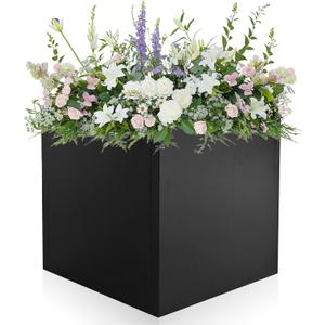 Metal Planter Box 16" x 16" x 16" Large Square Planter Heavy Duty Galvanized Steel Tall Plant Boxes with Insert Shelf and Drainage Holes for Outdoor Patio Yard Garden Porch Terrace