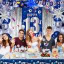 13th Birthday Decorations for Boys Girls, Blue Happy 13th Birthday Decoration Boy 13 Year Old Party Decorations Door Banner, Tablecloth Foil Backdrop Star Balloons 13th Bady Decor for Teenage Boys