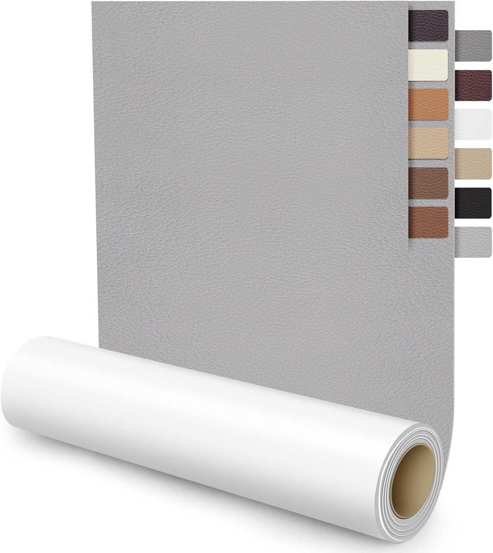 Leather Patch Repair Tape for Furniture,15.7x59 inch Leather Repair Patch Self-Adhesive,Vinyl Leather Repair Tape Kit for Car Seat,Furniture,Sofas,Chair,Handbags Grey