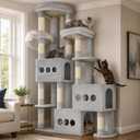 Gitelsnour Sturdy Cat Tree Tower, 3 XXL Condos for Large Adult Cats GCT036W
71.7'' Heavy Duty Cat Tower with Sturdy Base, 10 Scratching Posts & 3 Platforms for 20 lbs+ indoor Cats, Light Gray