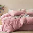 JELLYMONI Duvet Cover Queen Size - 100% Washed Cotton Comforter Cover with Linen-Like Texture, Breathable & Soft Bedding for Modern Home, Guest Room and Everyday Use,1 Duvet Cover & 2 Pillowcases