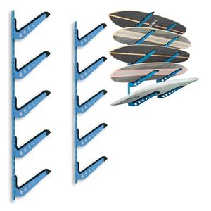 Multi Board Surf Rack Wall Mount for Surfboard, Wakeboard, Snowboard Storage, Adjustable Wall Hangers Boards Display (4 Level, Blue)