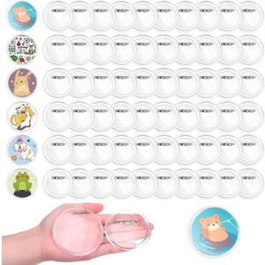 60 Pcs 3 Inch Clear Acrylic Button Pins, Blank Photo Badges for DIY Crafts Supplies, Make Your Own Buttons