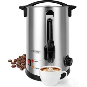 Commercial Coffee Urn, 100 Cup Coffee Maker and Hot Water Urn, 1500W Fast-Brewing Percolator for Business, Parties, Catering, and Large Gatherings (100 Cups)