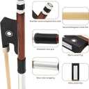 Brazilwood Ebony Frog Violin Bow, Professional 4/4 Full Size Ebony Wood Frog Violin Arbor with Case and Maple Bridge,Well Balance Fiddle Bow with Sheepskin Grip White Horse Hair for Student Adult