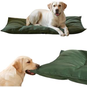 Chew Proof Indestructible Dog Bed for Aggressive Chewers, Durable & Waterproof Crate Pad, Machine Washable Tough Kennel Bed for Large Dogs, Indoor Outdoor Pet Bed, Large (28"x41", Green)