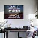 Inspirational Wall Art for Office Quotes Ability Motivation Attitude Wall Decor for Motivational Canvas Picture Prints Framed Wall Art for Office Bedroom Livingroom Wall Decoration [24''Wx 18''H]