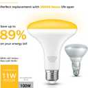 EvaStary Yellow Bug Light Bulb Outdoor, 100W Equivalent Yellow Amber Bulbs, 11W BR30 LED Flood Lighting Not-Attracting Bugs Lights for Porch Lights, E26 Base 5/6 inch Recessed Can Light Bulbs, 2 Pack