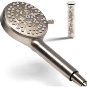 MDhair Handheld Filtered Shower Head for Healthier Hair & Skin  5-Stage Filter Removes Chlorine & Heavy Metals, High Pressure Showerhead Filter for Hard Water, Dermatologist-Formulated Water Softener