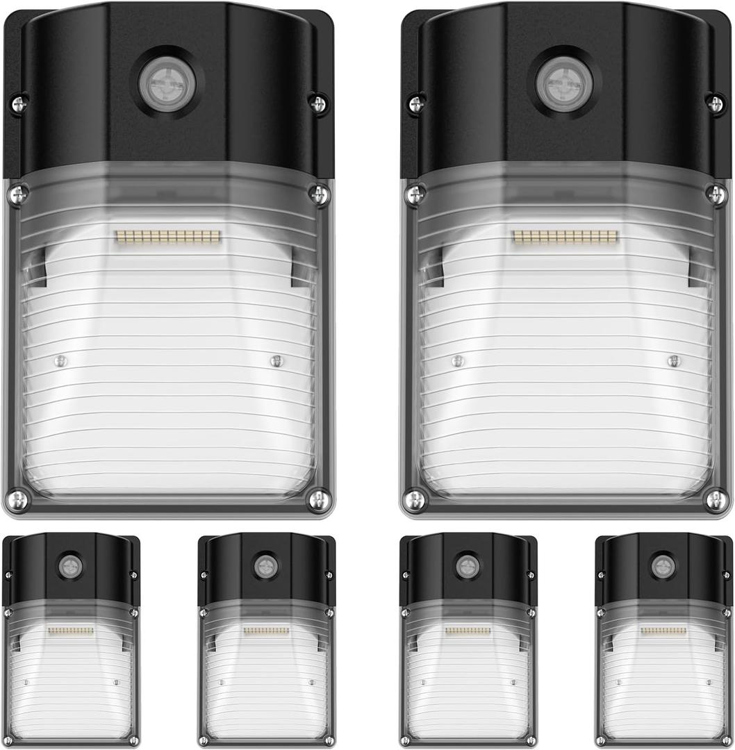 30W LED Wall Pack Light with Dusk to Dawn Sensor, 3600LM, 5000K Daylight, 120Vac Led Porch Lights, IP65 Waterproof Outdoor Security Lighting for Garage Warehouse Garden, ETL Certified, 6 Pack