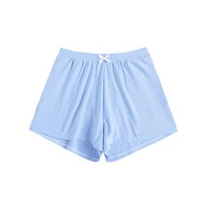 ZAFUL Women's Swim Shorts High Waisted Bow Gingham Floral Print Boyshorts Bathing Suit Swimsuit Bottoms Board Shorts (4-Stripe Sky Blue, S)